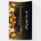 Fijne 18e verjaardag banner. Zwart en goudglitter Spandoek (Verticaal)