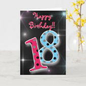 Fijne 18e verjaardag, leuke polla-dot-kaart kaart (Gele Bloem)