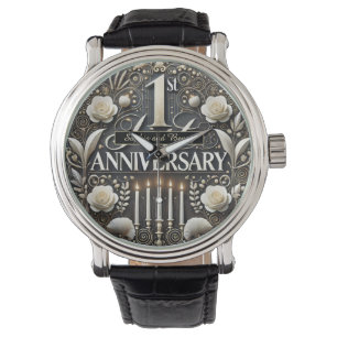 Fijne 1e Jubileum Floral Keepsake Horloge