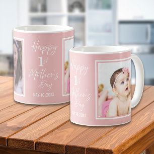 Fijne 1e Moederdag Baby Roze 2 Foto Collage Koffiemok