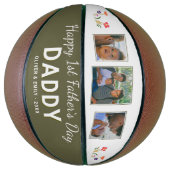 Fijne 1e Vaderdag Papa Herinnering 3 Foto Basketbal (Verticaal)