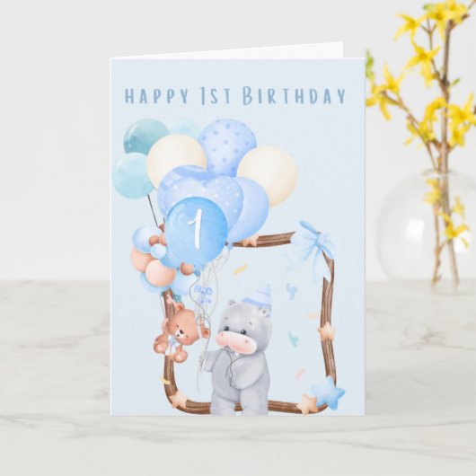 Fijne 1e verjaardag kaart (Gele Bloem)