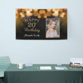 Fijne 20ste verjaardag banner. Gold Glitter-foto Spandoek (Beurs)