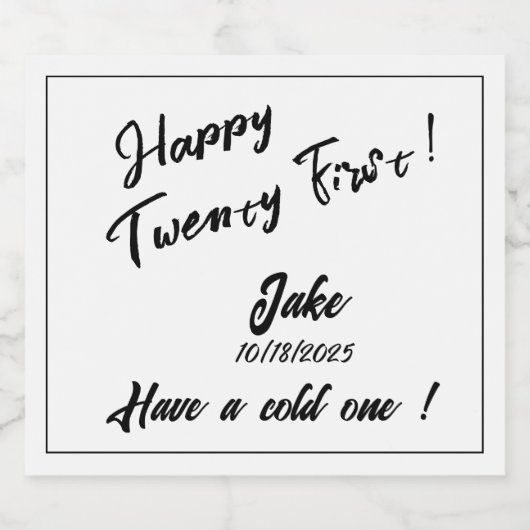 Fijne 21! Jake! Heb een koude! Bier Etiket (Enkel label)