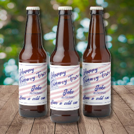 Fijne 21! Jake! Heb een koude! (op vlag) Bier Etiket