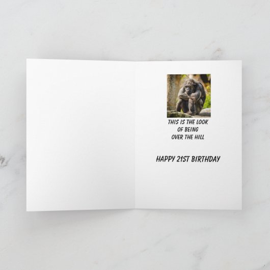 Fijne 21 verjaardag over de heuvel kaart (Binnen)