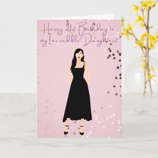 Fijne 21e verjaardag voor mijn dochter kaart (Gele Bloem)