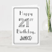 Fijne 21ste verjaardag, Art Deco Style met aangepa Kaart (Voorkant)