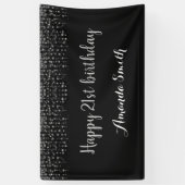 Fijne 21ste verjaardag banner. Black Silver Glitte Spandoek (Verticaal)