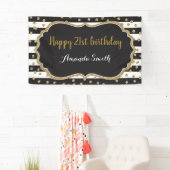 Fijne 21ste verjaardag banner. Gold Glitter Confet Spandoek (Insitu)