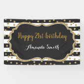 Fijne 21ste verjaardag banner. Gold Glitter Confet Spandoek (Horizontaal)