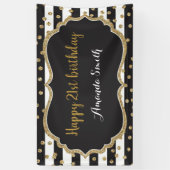 Fijne 21ste verjaardag banner. Gold Glitter Confet Spandoek (Verticaal)