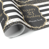 Fijne 21ste verjaardag Gold Glitter Wrapping Paper Cadeaupapier (Rol Hoek)