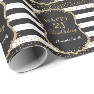Fijne 21ste verjaardag Gold Glitter Wrapping Paper Cadeaupapier