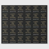 Fijne 21ste verjaardag Gold Glitter Wrapping Paper Cadeaupapier (Vlak)