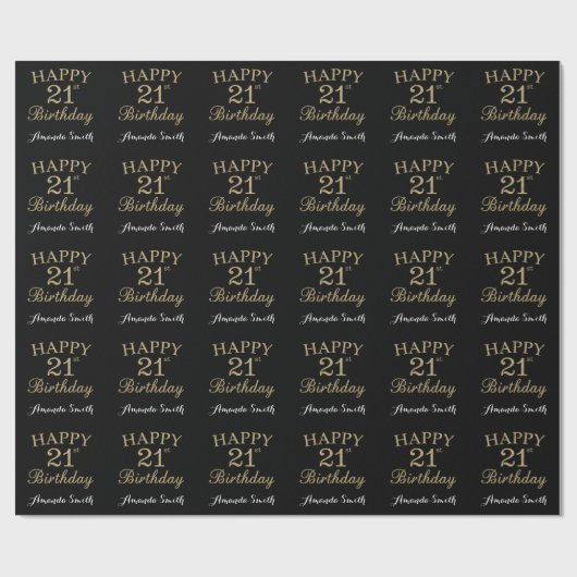 Fijne 21ste verjaardag Gold Glitter Wrapping Paper Cadeaupapier (Vlak)