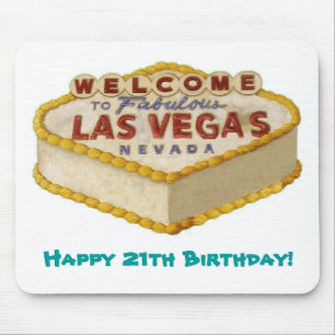 Fijne 21ste verjaardag! Las Vegas Cake Mousepad Muismat