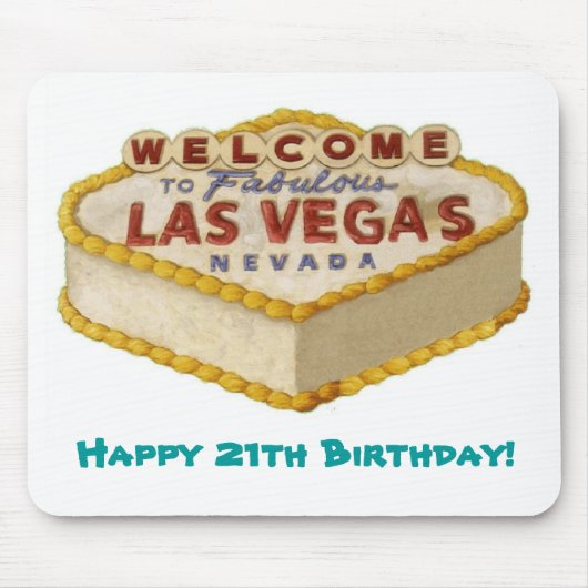 Fijne 21ste verjaardag! Las Vegas Cake Mousepad Muismat (Voorkant)