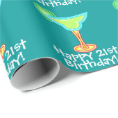 Fijne 21ste verjaardag! Margaritas Wrapping Paper Cadeaupapier (Rol Hoek)
