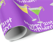 Fijne 21ste verjaardag! Martinis Wrapping Paper Cadeaupapier (Rol Hoek)