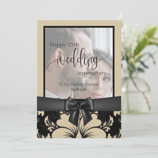 Fijne 25ste trouwdag traditionele foto i kaart (Staand voorkant)