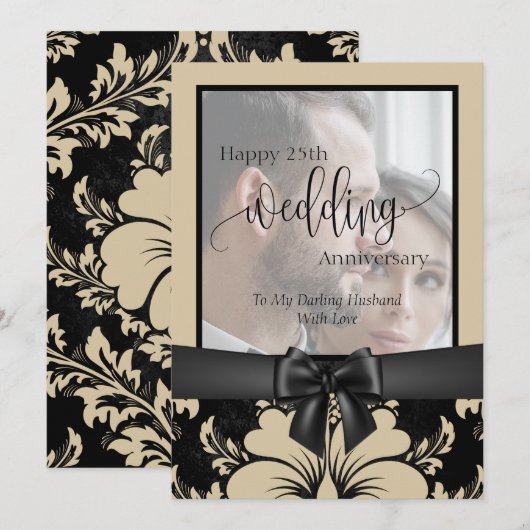 Fijne 25ste trouwdag traditionele foto i kaart (Voorkant / Achterkant)