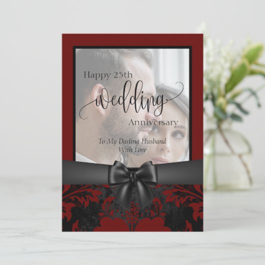 Fijne 25ste trouwdag traditionele foto kaart (Staand voorkant)