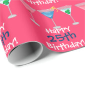 Fijne 25ste verjaardag! Martinis Wrapping Paper Cadeaupapier (Rol Hoek)