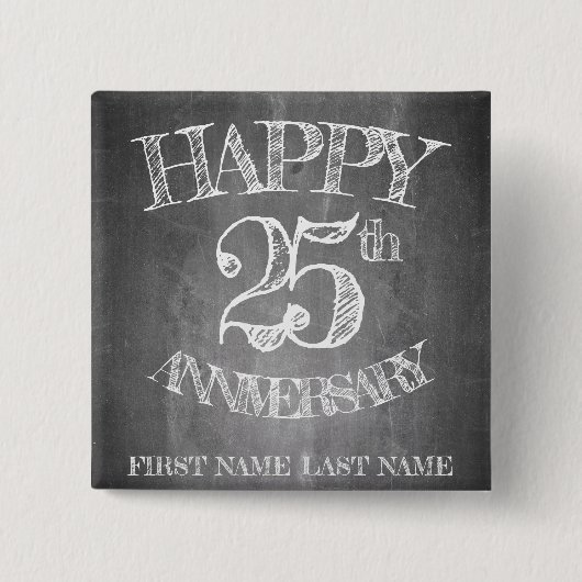 Fijne 25ste verjaardag op de krijgsraad vierkante button 5,1 cm (Voorkant)