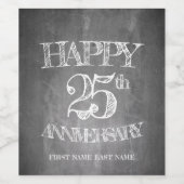 Fijne 25ste verjaardag op de krijgsraad wijn etiket (Enkel label)