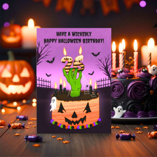 Fijne 26e verjaardag Spookachtige Halloween Taart Kaart