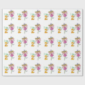 Fijne 2de verjaardag (roze prinses fee) cadeaupapier (Vlak)