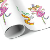 Fijne 2de verjaardag (roze prinses fee) cadeaupapier (Rol Hoek)