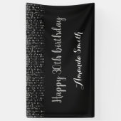 Fijne 30ste verjaardag banner. Black Silver Glitte Spandoek (Verticaal)