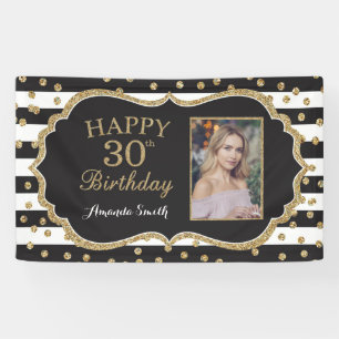 Fijne 30ste verjaardag Banner. Glitter-foto Spandoek