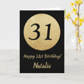 Fijne 31ste verjaardag zwarte en Gold Glitter Card Kaart (Gele Bloem)