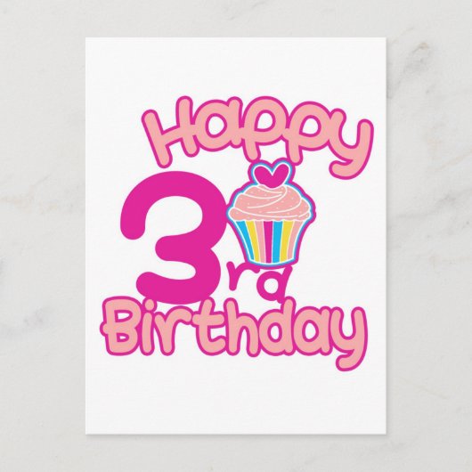 Fijne 3e verjaardag! briefkaart (Voorkant)