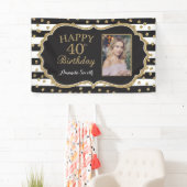 Fijne 40ste verjaardag Banner. Glitter-foto Spandoek (Insitu)