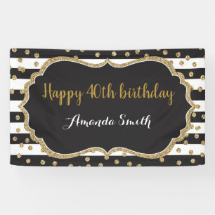 Fijne 40ste verjaardag Banner. Gold Glitter Confet Spandoek