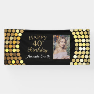 Fijne 40ste verjaardag Banner. Gold Glitter-foto Spandoek