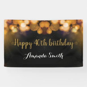 Fijne 40ste verjaardag Banner. Zwart-gouden glitte Spandoek