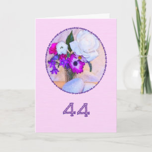 Fijne 44ste verjaardag met een bloemenschilderij kaart
