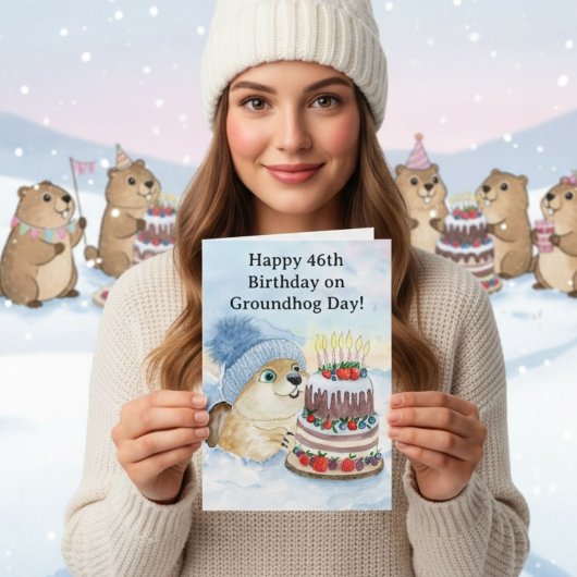 Fijne 46e Groundhog Day-verjaardag Kaart