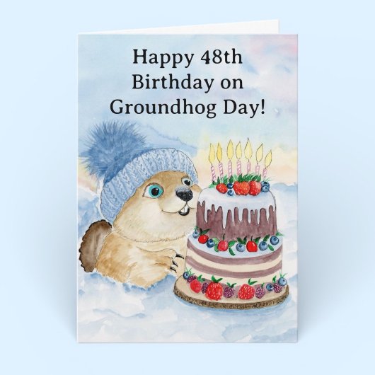 Fijne 48e Groundhog Day-verjaardag Kaart