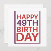 Fijne 49ste verjaardag. kaart (Voorkant / Achterkant)