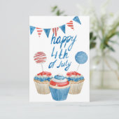 Fijne 4 juli 3,5-inch x 5-inch flat-panelbeeldsche bedankkaart (Staand voorkant)