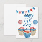 Fijne 4 juli 3,5-inch x 5-inch flat-panelbeeldsche bedankkaart (Voorkant / Achterkant)