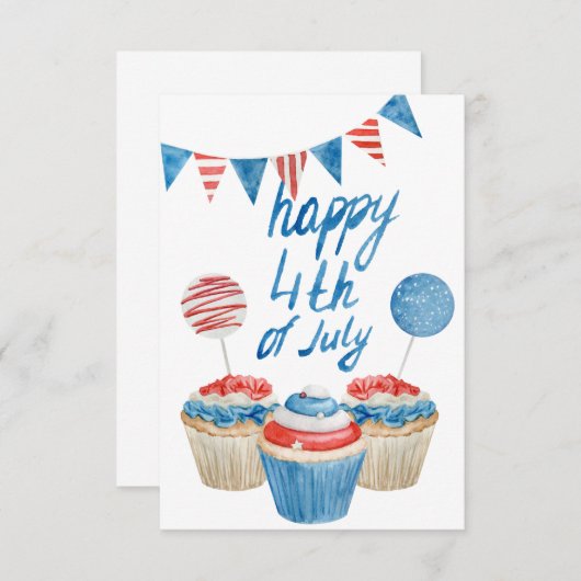 Fijne 4 juli 3,5-inch x 5-inch flat-panelbeeldsche bedankkaart (Voorkant / Achterkant)