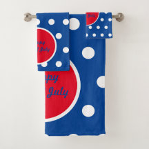 Fijne 4 juli badhanddoeken (Blauw, Wit & Rood)