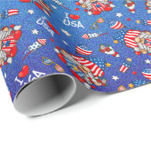 Fijne 4 juli Ik hou van de VS Patriottische Gnome Cadeaupapier (Rol Hoek)
